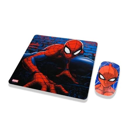Mouse Óptico Inalámbrico  Mousepad Marvel Spiderman-1