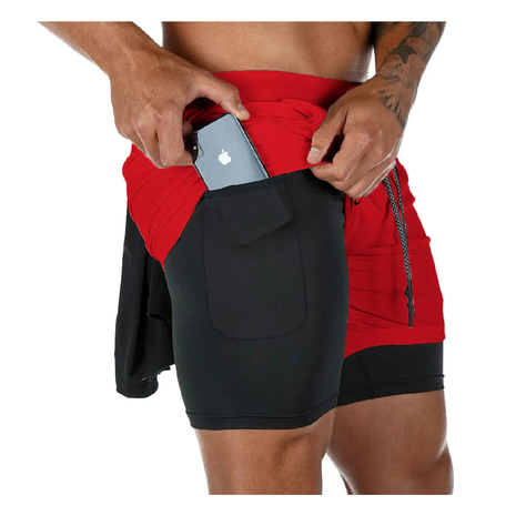 Short Deportivo Hombre Pantalones Cortos Secado Rápido Rojo-0