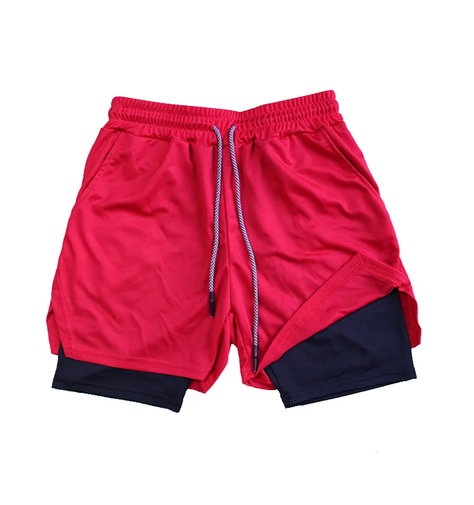 Short Deportivo Hombre Pantalones Cortos Secado Rápido Rojo-1