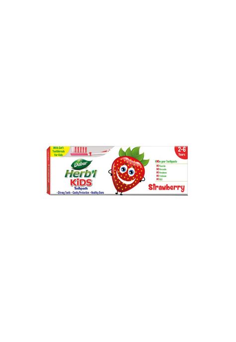 Dabur Herbal Plus Kids Pasta Dental Frutilla 50 gr + Cepillo-0