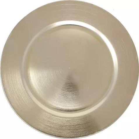 6 Platos Bases liso Dorado-0