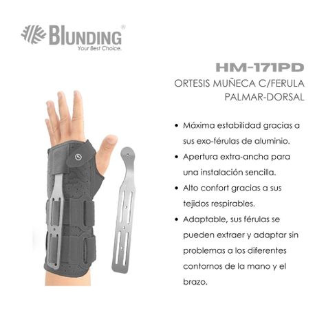 Ortesis de muñeca con ferula palmar-dorsal Derecha Talla S-Blunding-2