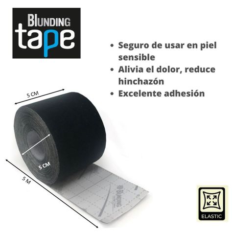 Tape Kinesiológico Blunding Tape Negro (Rollo 5Cm X 5Mts)-1