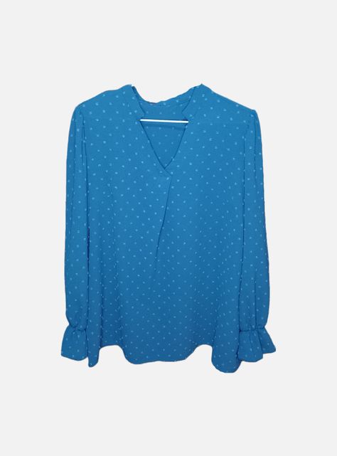 Blusa Cuello en V Mangas Largas Con Puños Fruncidos-1