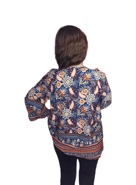 Blusa Bohemia Multicolor Manga Campana-2