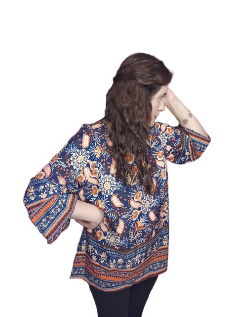 Blusa Bohemia Multicolor Manga Campana-1