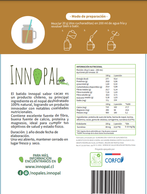 Batido nopal sabor cacao Proteína 200g-1