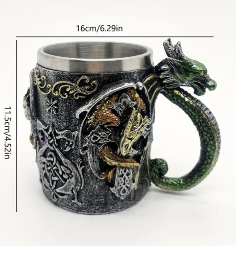 TAZON 3 DRAGONES ACERO INOX RESINA-2