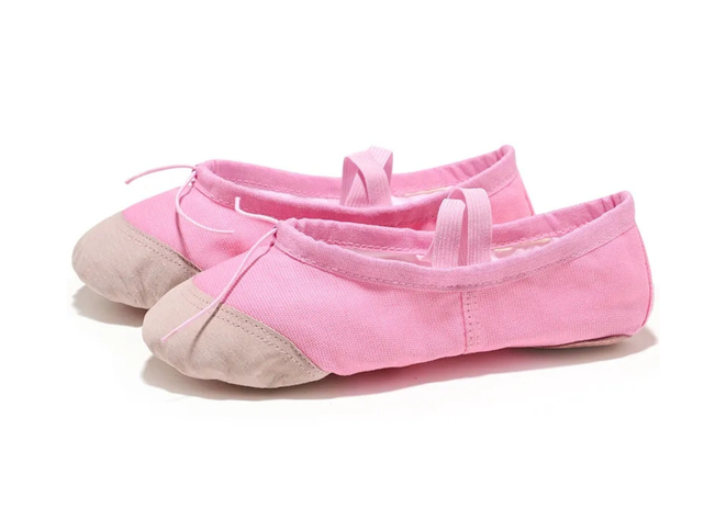 Zapatillas de Ballet Danza Yoga Pilates Lona Suela Dividida Niñas Adultas Rosadas-2