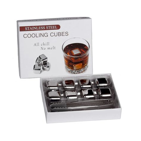 Pack 8 Cubos Enfriadores Bebidas Reutilizables Acero Cocina-0