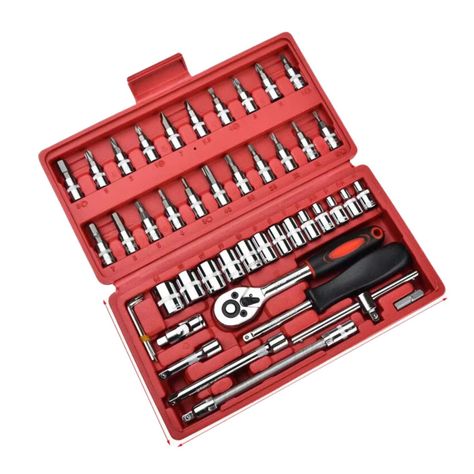 Set Juego de Dados 46 Pzas 1/4 Pulgadas Ferreteria-0