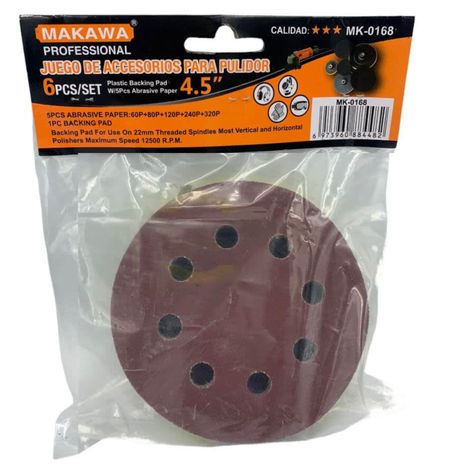 Set 6 Disco Pulidor Velcro de 115mm Herramienta Ferreteria MK0286-0