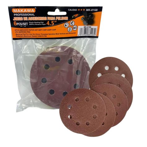 Set 6 Disco Pulidor Velcro de 115mm Herramienta Ferreteria MK0286-1