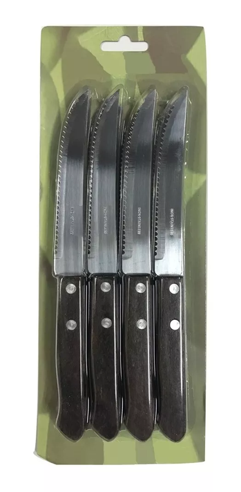 Pack 12 Cuchillos Mango Madera Cubiertos Cocina-1