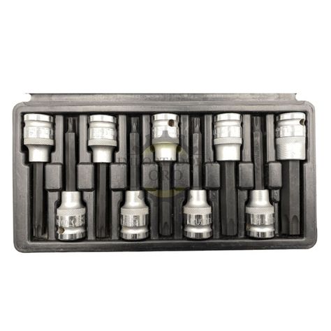 Set Juego de Dados Torx Profesional 9 Pzas de 100mm-0