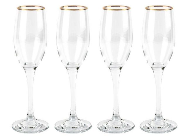 Set 4 Copas Flute 180cc Con Bode Dorado Allegra-0