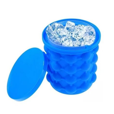Molde Silicona Cubitos Hielo Azul Portátil Reutilizable-0