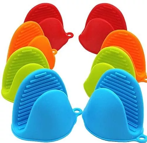 2 Guantes Para Horno Toma Olla Protector De Silicona Cocina-0