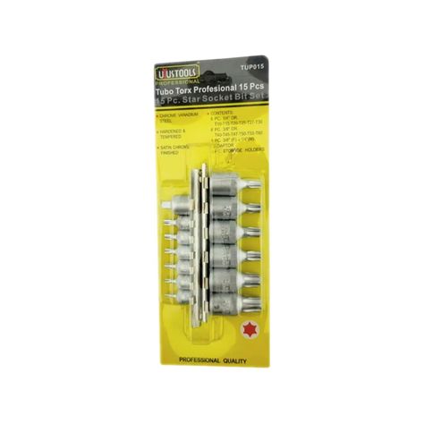 Set Juego de Dados Torx Macho 15 Pzas Profesional Ferreteria-0
