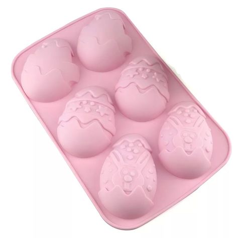 Molde Silicona Bandeja 6 Huevos de Pascua Grande Rosado-0