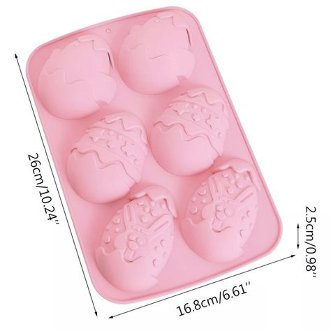 Molde Silicona Bandeja 6 Huevos de Pascua Grande Rosado-1