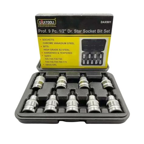 Set Juego de Dados 9 Pzas Torx Profesional 55mm Ferreteria-0