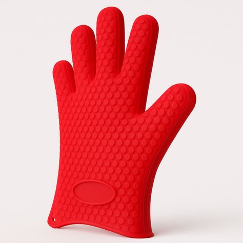 Guante Silicona Resistente Calor Cocina Barbacoa Horno Rojo-1