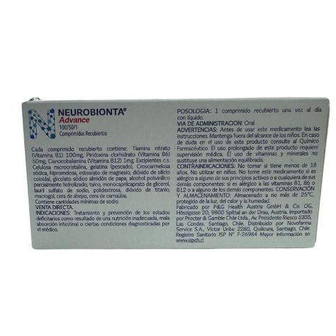 NEUROBIONTA ADVANCE 100/50/1 X 30 COMPRIMIDOS RECUBIERTOS-1