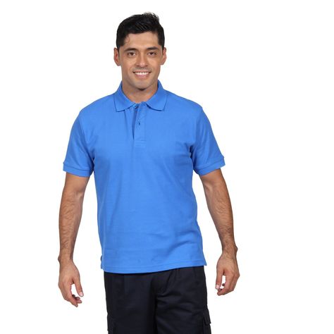 Polera Pique Varón M/Corta Azulino, protección UV-0