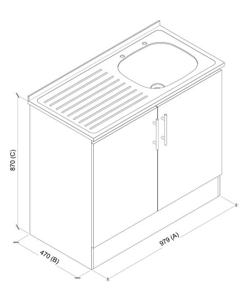Kit Lavaplatos 2 Puertas 100 cm. Blanco Jerez Sec. Izquierdo-6