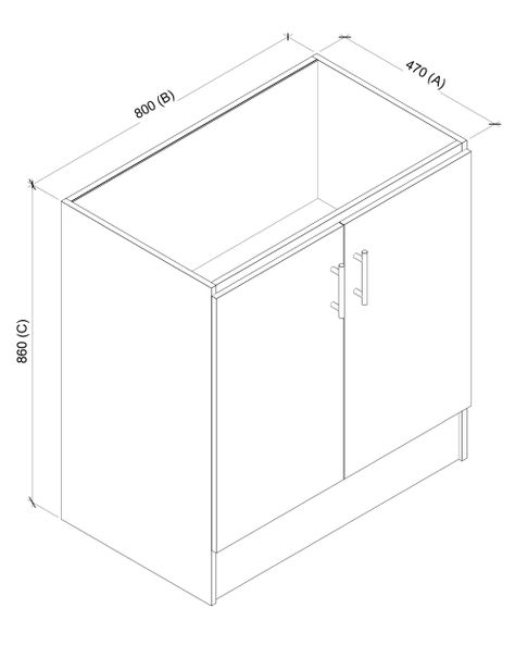 Base Cocina 2 Puertas 80 cm. Bco/Jerez-6