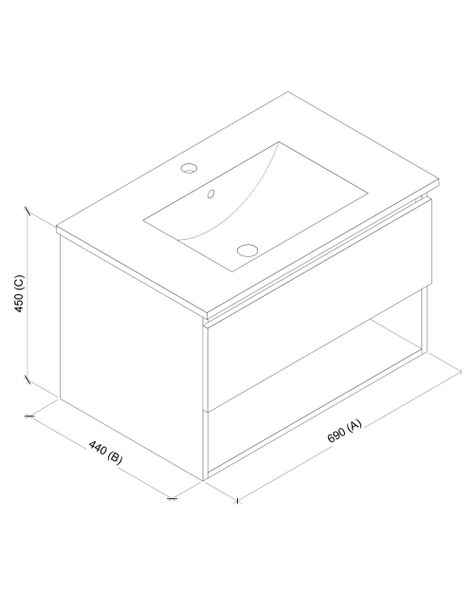 Kit Vanitorio 71cm 1 Cajón Cocoa-6