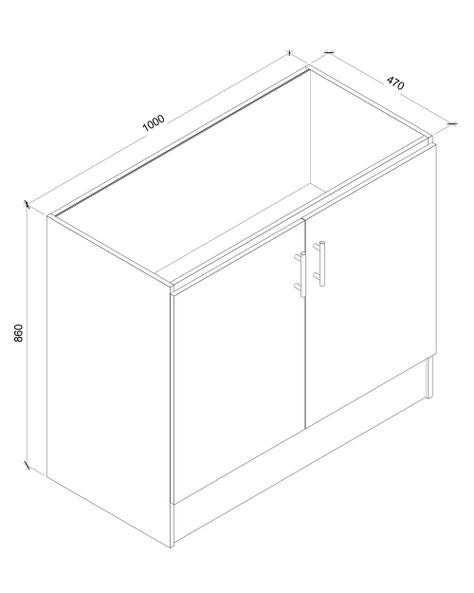 Base Cocina 2 Puertas 100 cm. Bco/Jerez-6