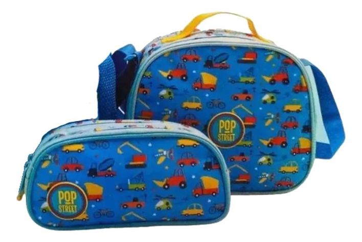 Set Mochila Lonchera Estuche Pop Street Azul 902-1
