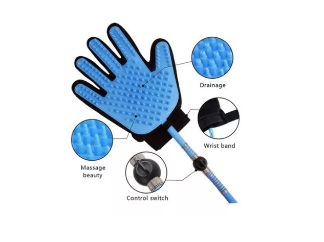 Guante Masajeador Ducha Baño Mascotas +manguera 2m  Jp Ideas-2