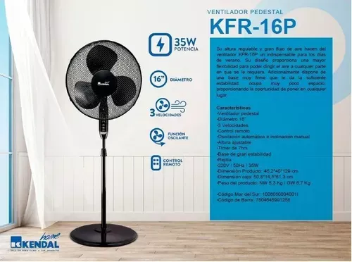 Ventilador  Kendal Pedestal 16" control remoto-1