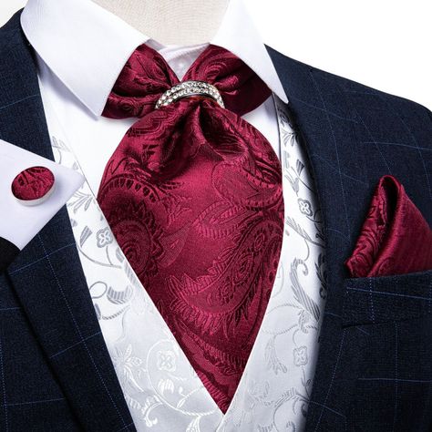 Set Corbata Ascot Anillo + Paño + Colleras hombre en caja regalo hombre-0