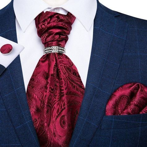 Set Corbata Ascot Anillo + Paño + Colleras hombre en caja regalo hombre-1