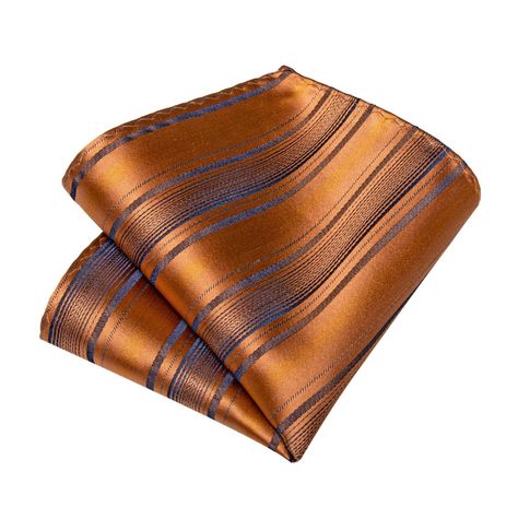 Corbata Naranja Hombre + Paño + Collera. Modelo Naranjo Lineas Negras-3