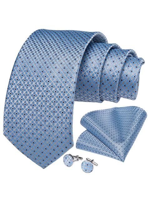 Corbata Celeste + Paño + Collera formal hombre. Modelo Celeste Diamantes-0