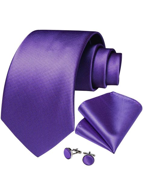Corbata Purpura Hombre Seda + Paño + Colleras. Modelo Púrpura Classic-0