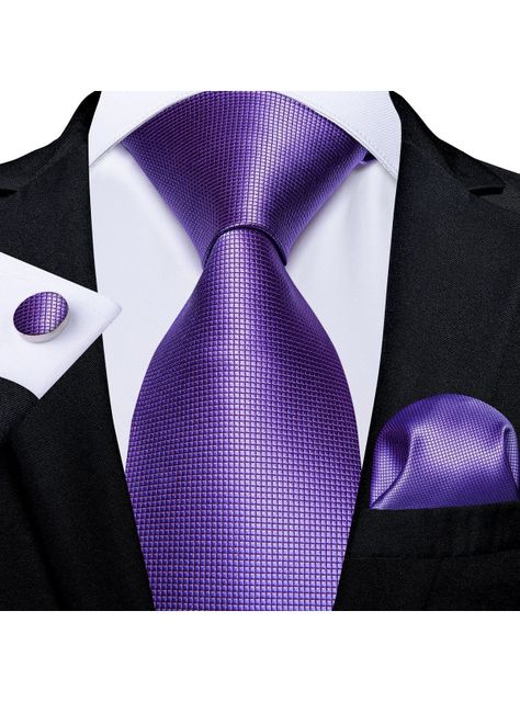 Corbata Purpura Hombre Seda + Paño + Colleras. Modelo Púrpura Classic-1
