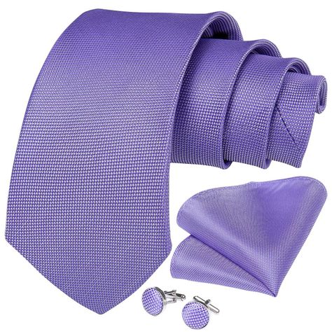 Corbata Lila Hombre Seda + Paño + Colleras formal. Modelo Lila Classic-0