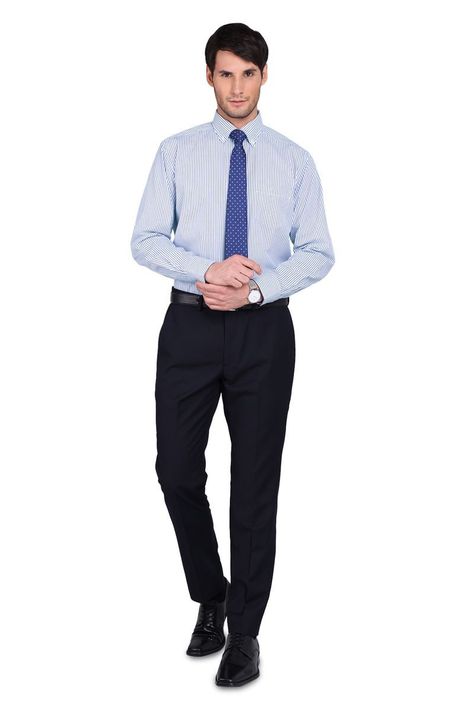 Camisa a Rayas Formal Hombre Cuello con Botones Bolsillo Tailored Fit. Arrow-3