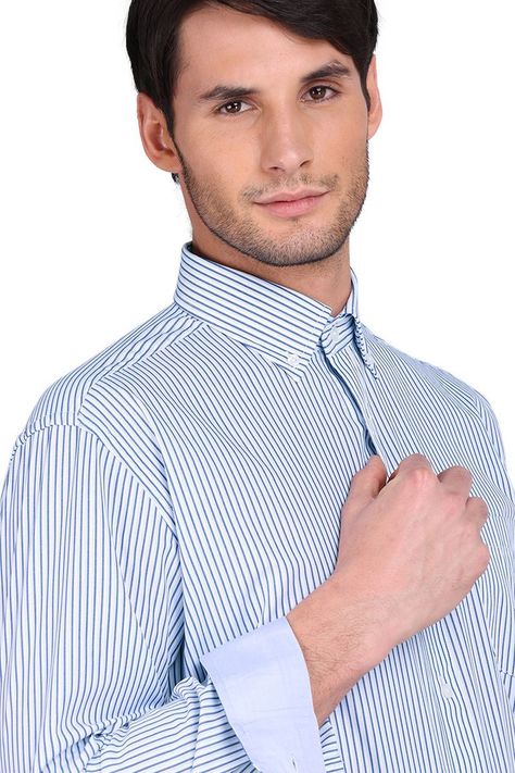 Camisa a Rayas Formal Hombre Cuello con Botones Bolsillo Tailored Fit. Arrow-4