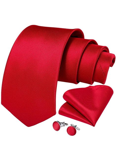 Set Corbata + Paño + Collera formal hombre. Modelo Rojo Classic-0