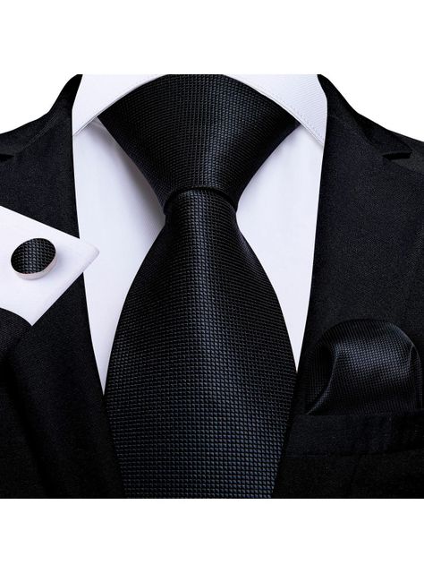 Set Corbata + Paño + Collera formal hombre. Modelo Negro Classic-1