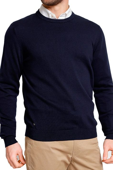 Chaleco Azulino Sweater Hombre Slim Cuello Redondo Semiformal Oficina-4