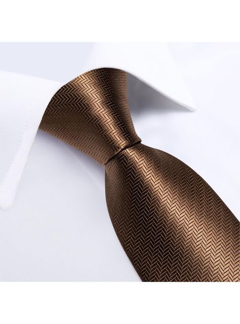 Corbata Hombre Seda + Paño + Colleras formal. Modelo Bronce Migung-2