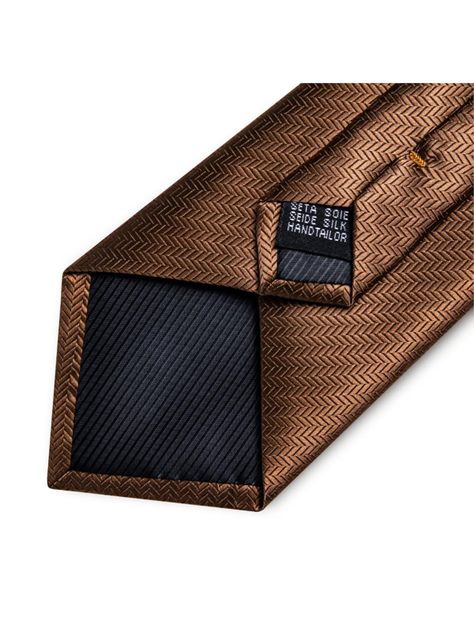 Corbata Hombre Seda + Paño + Colleras formal. Modelo Bronce Migung-3